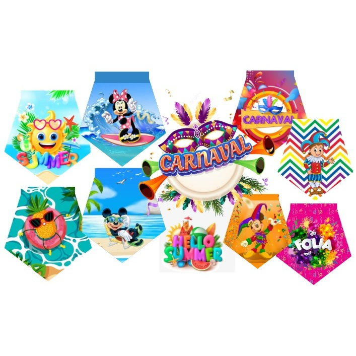 KIT CARNAVAL: 40 COLARINHOS PARA PET - MINI BANDANAS
