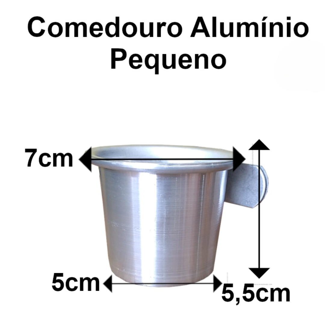 BEBEDOURO COMEDOURO ALUMÍNIO PARA PAPAGAIO E AVES