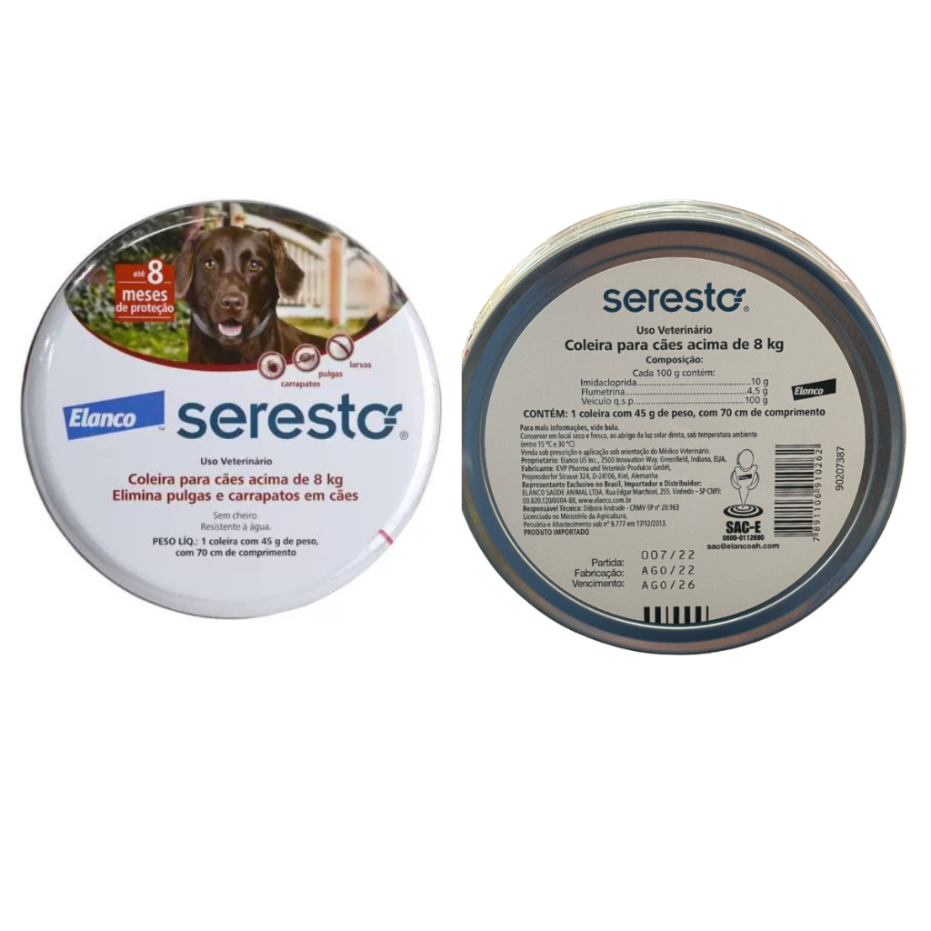 COLEIRA ANTIPULGAS SERESTO PETS COM MAIS DE 8KG