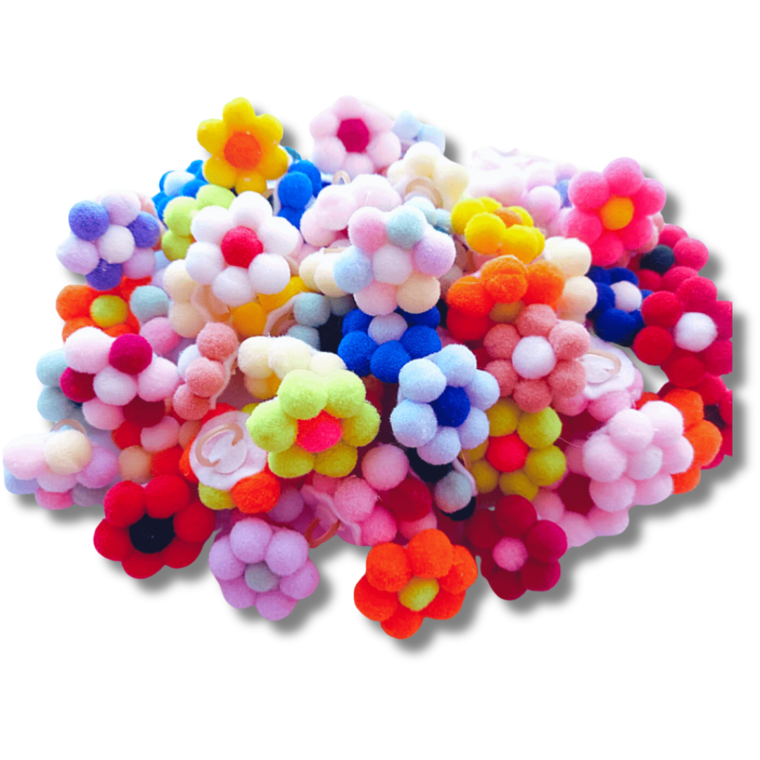 KIT COM 20 FLORZINHAS DE POMPOM PARA PET