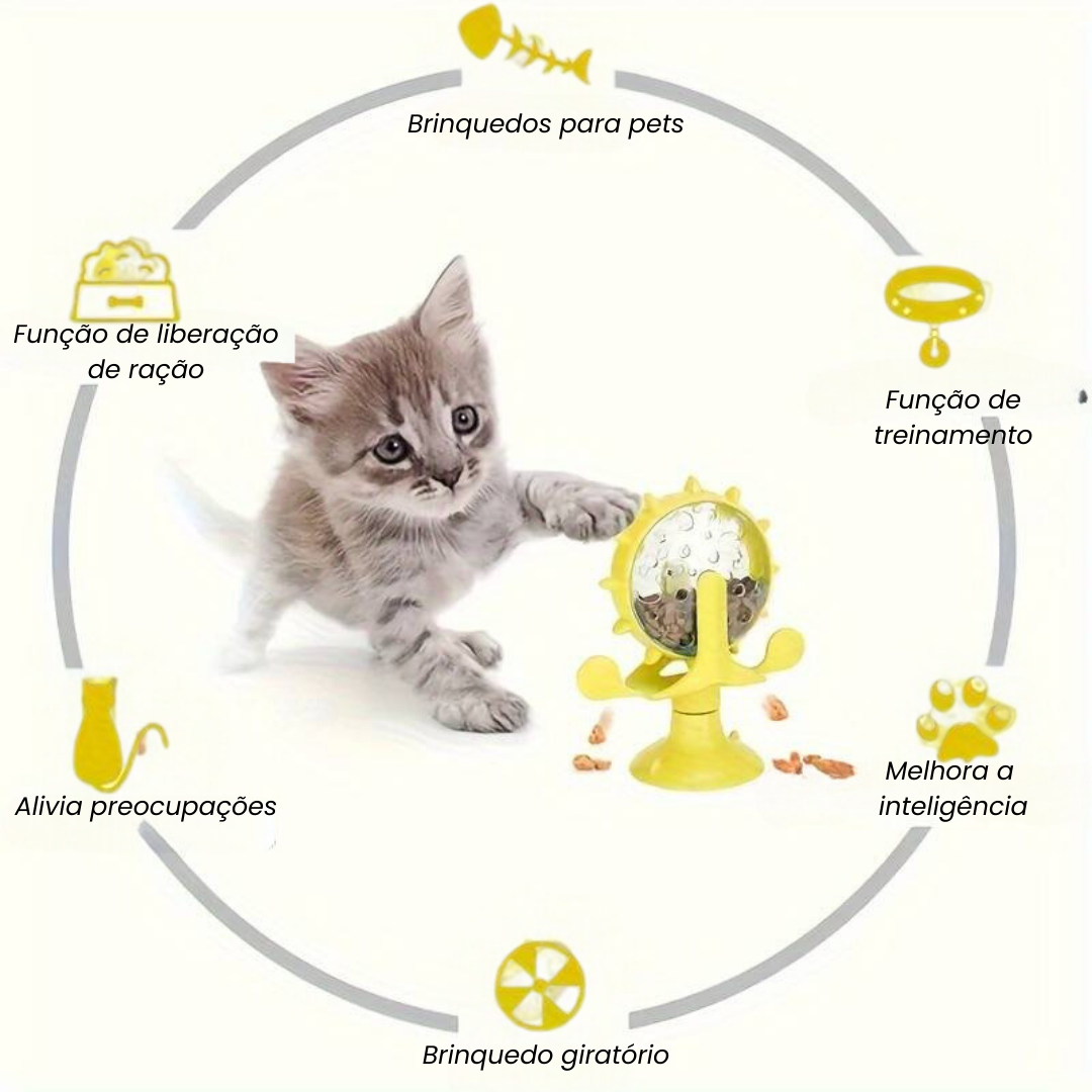 BRINQUEDO INTERATIVO PARA PETS - RODA GIGANTE COM DISPENSER PARA PETISCOS