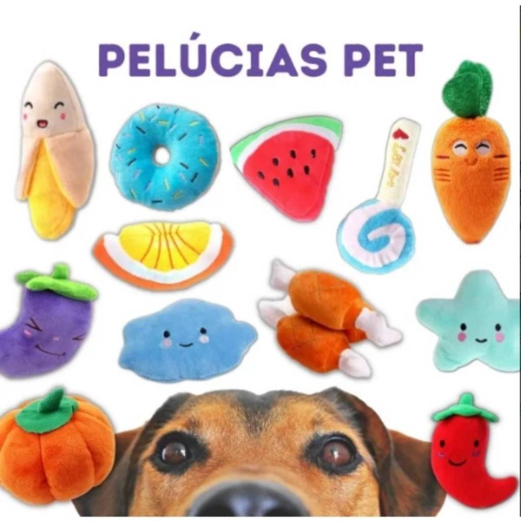 KIT ESPECIAL DE 6 PELÚCIAS COM APITO - DIVERSÃO GARANTIDA PARA SEU CÃO