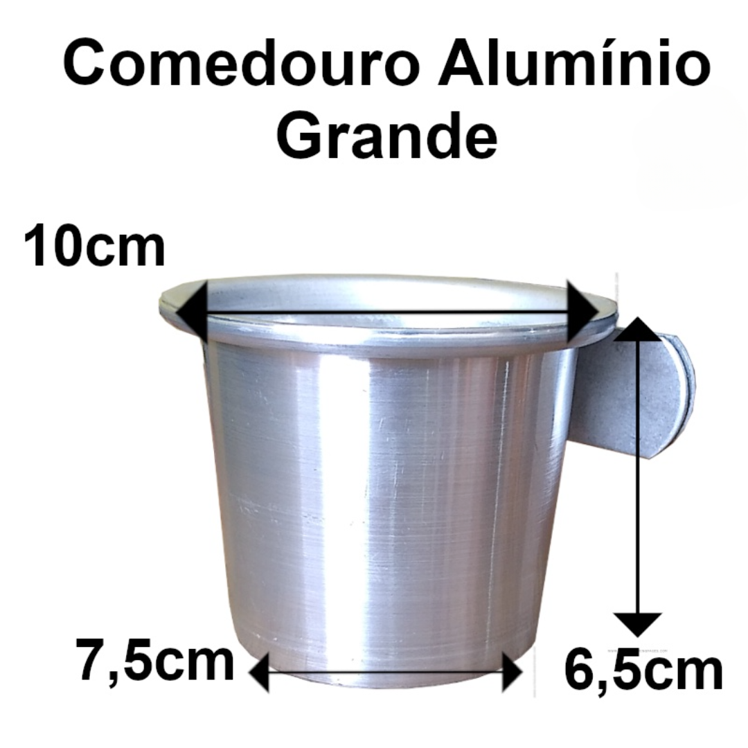 BEBEDOURO COMEDOURO ALUMÍNIO PARA PAPAGAIO E AVES