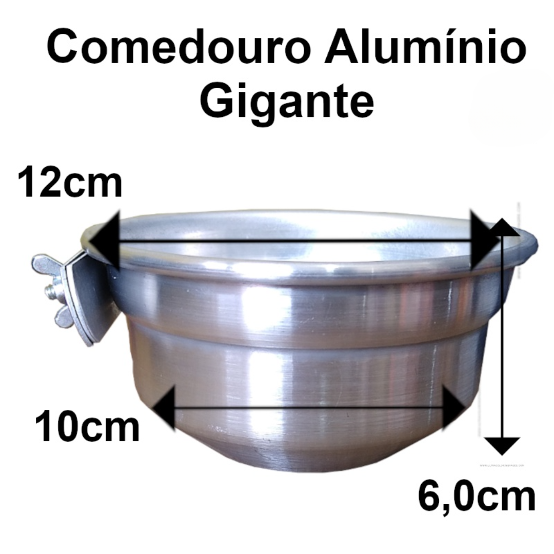 BEBEDOURO COMEDOURO ALUMÍNIO PARA PAPAGAIO E AVES