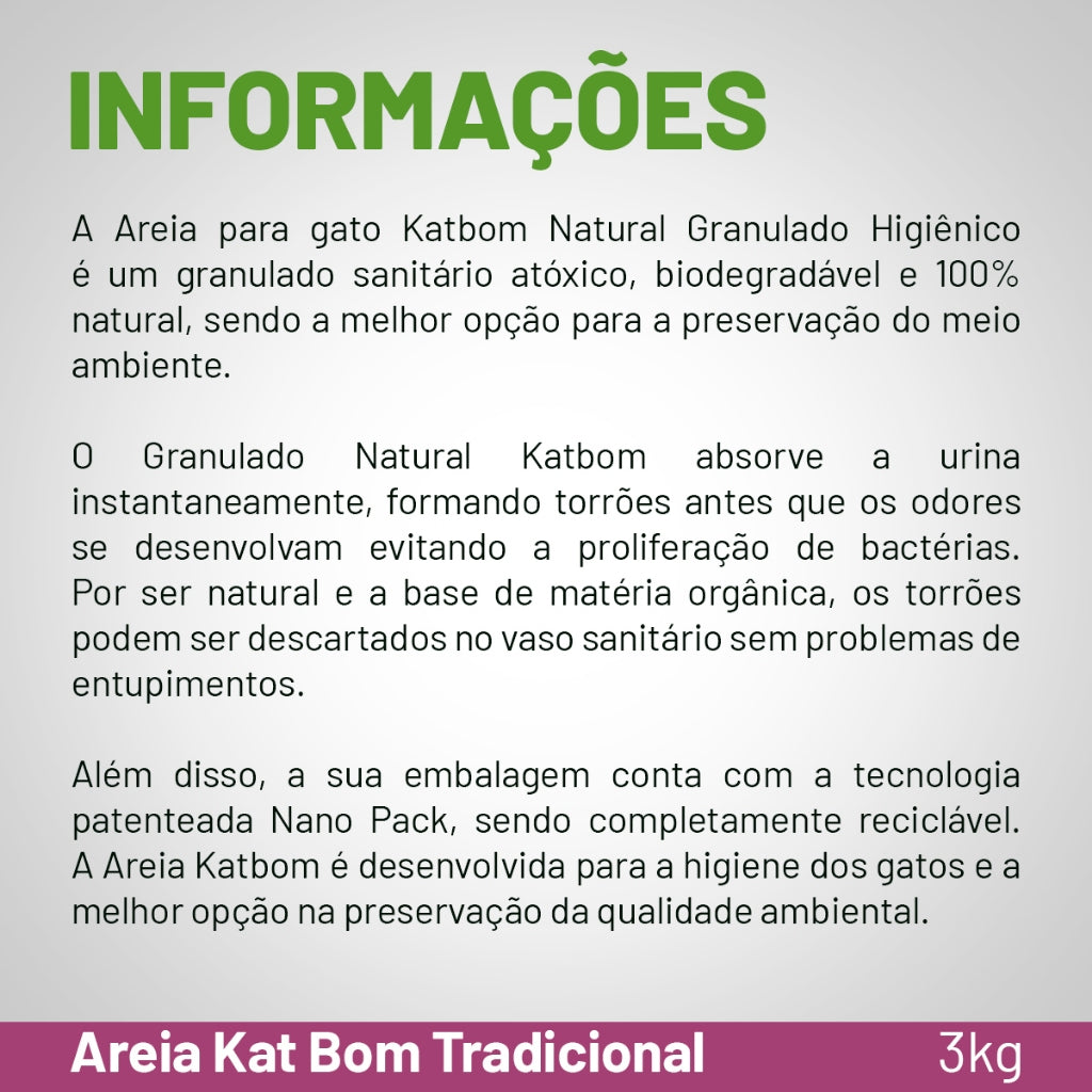 GRANULADO SANITÁRIO NATURAL PARA GATOS KATBOM
