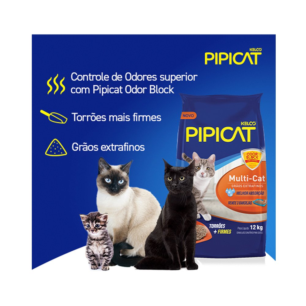 AREIA PIPICAT MULTI-CAT PARA GATOS 12 KG
