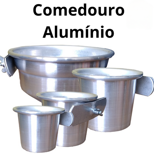 BEBEDOURO COMEDOURO ALUMÍNIO PARA PAPAGAIO E AVES
