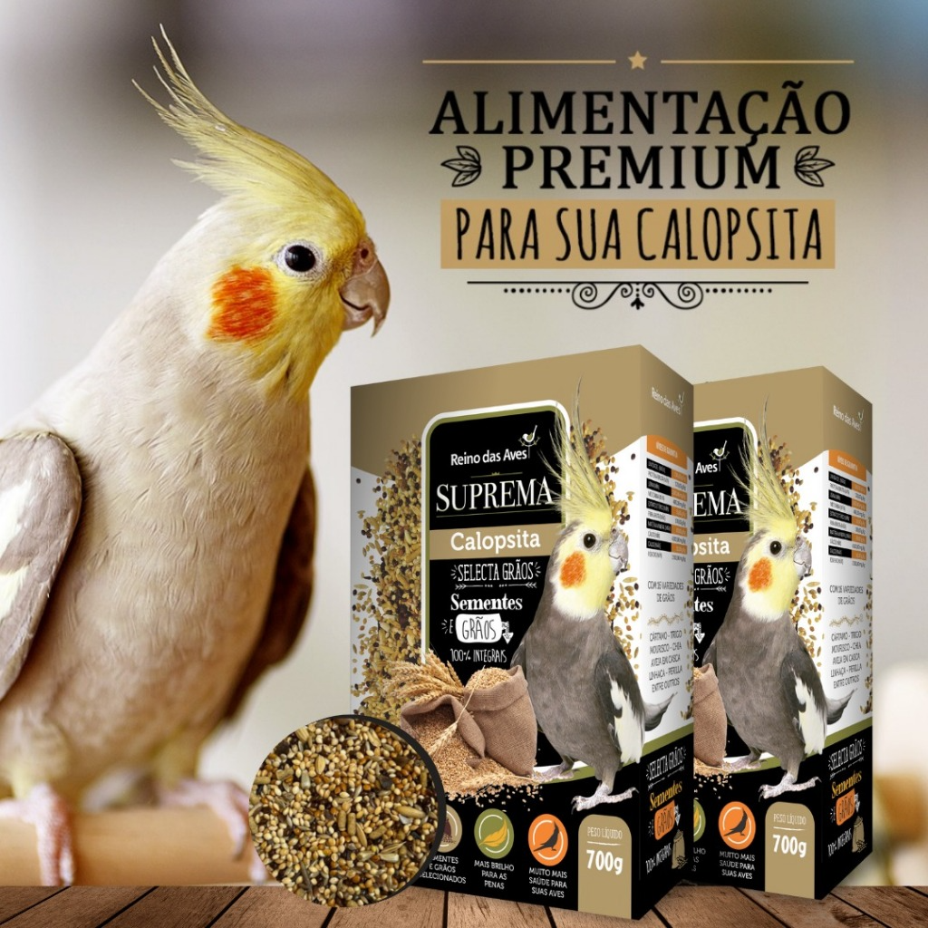 RAÇÃO REINO DAS AVES SUPREMA SELECTA GRÃOS PARA CALOPSITA - 700G