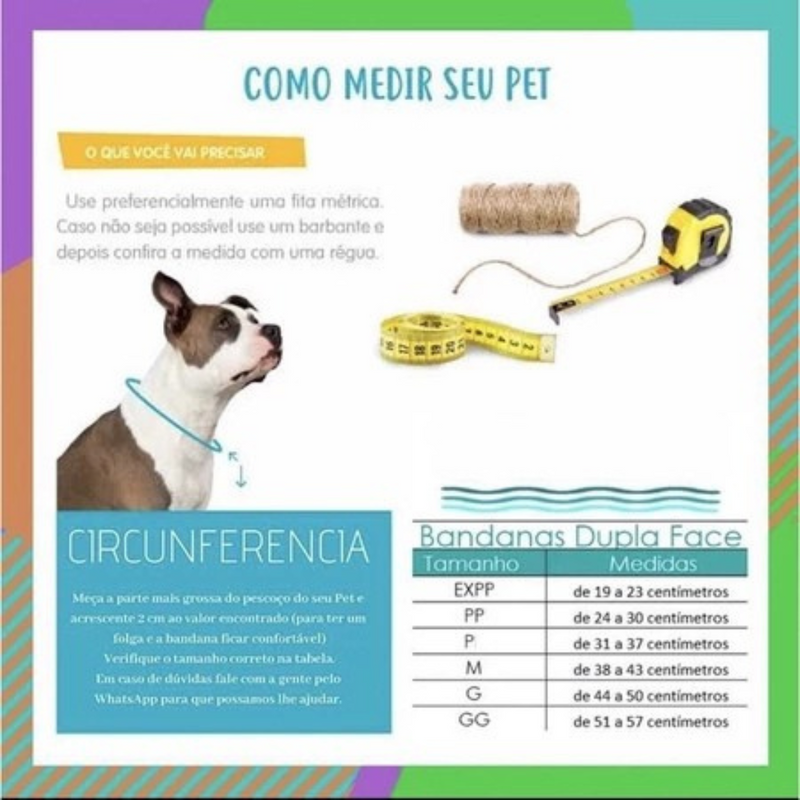BANDANA PET DUPLA FACE FECHAMENTO COM BOTÃO DE PRESSÃO