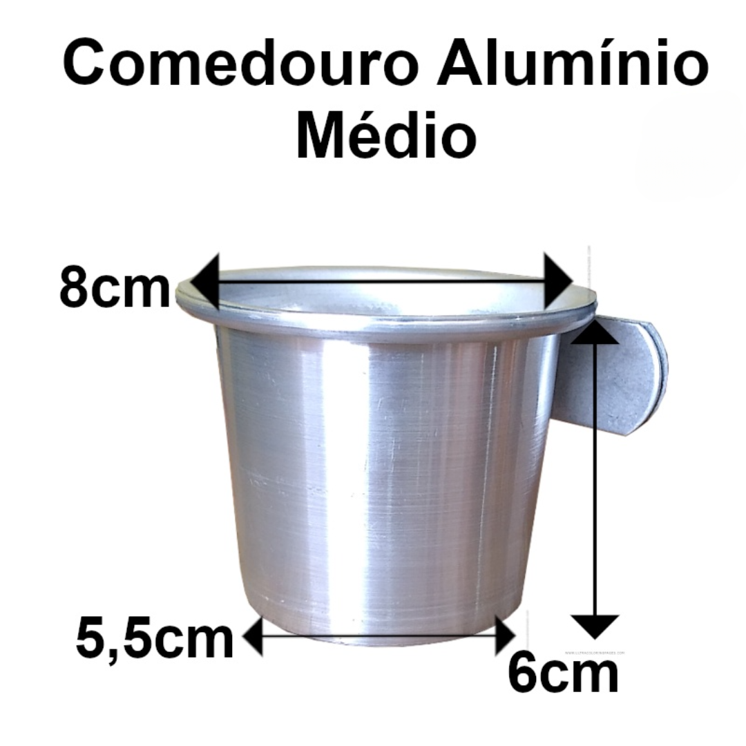 BEBEDOURO COMEDOURO ALUMÍNIO PARA PAPAGAIO E AVES