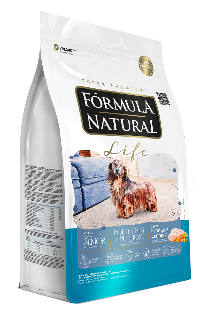 FÓRMULA NATURAL SUPER PREMIUM LIFE CÃO SÊNIOR PORTES MINI E PEQUENO