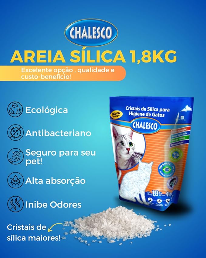 AREIA PARA GATOS SÍLICA CHALESCO