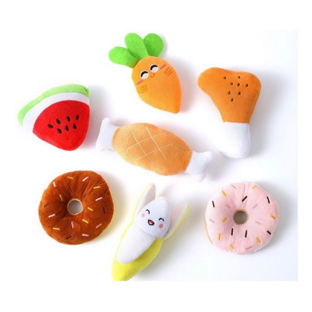 KIT ESPECIAL DE 6 PELÚCIAS COM APITO - DIVERSÃO GARANTIDA PARA SEU CÃO