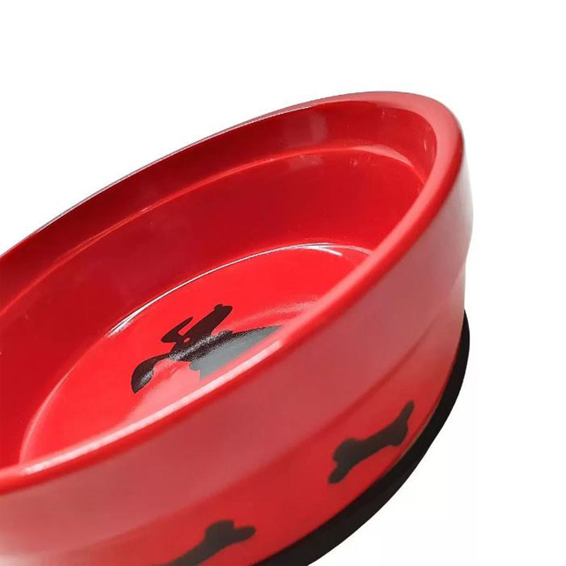 COMEDOURO PORCELANA PARA CÃES - VERMELHO/PRETO