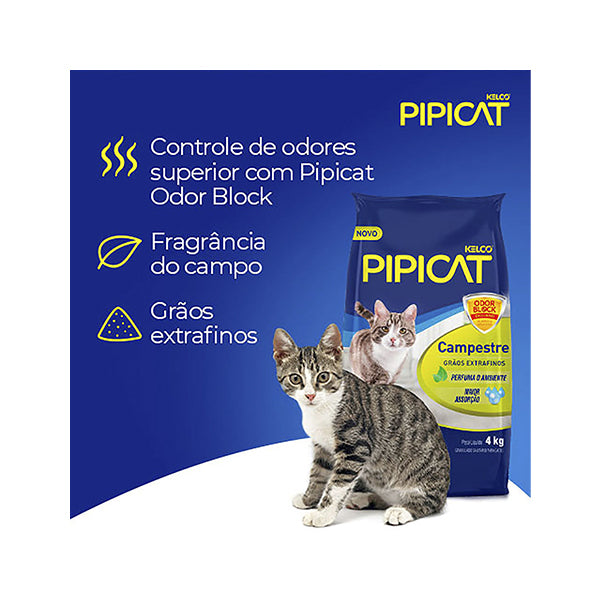 PIPICAT CAMPESTRE AREIA HIGIÊNICA PARA GATOS - 4KG