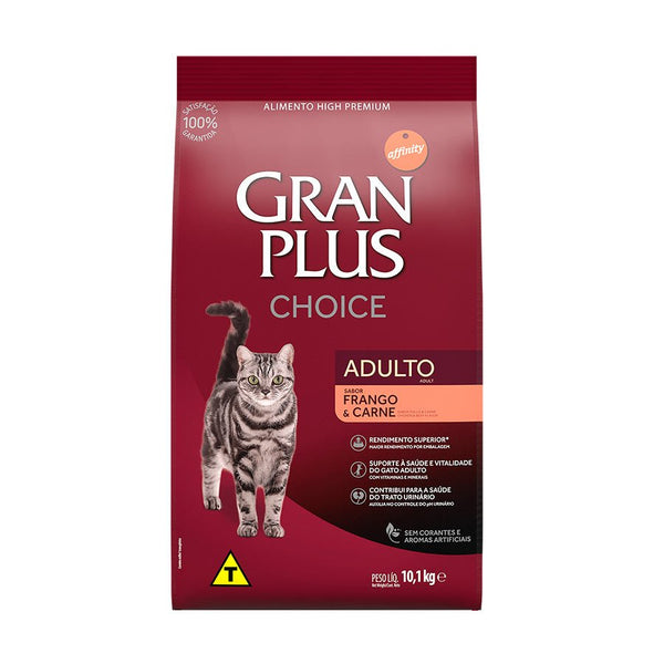 RAÇÃO GRANPLUS CHOICE PARA GATOS ADULTOS - FRANGO E CARNE 10 KG