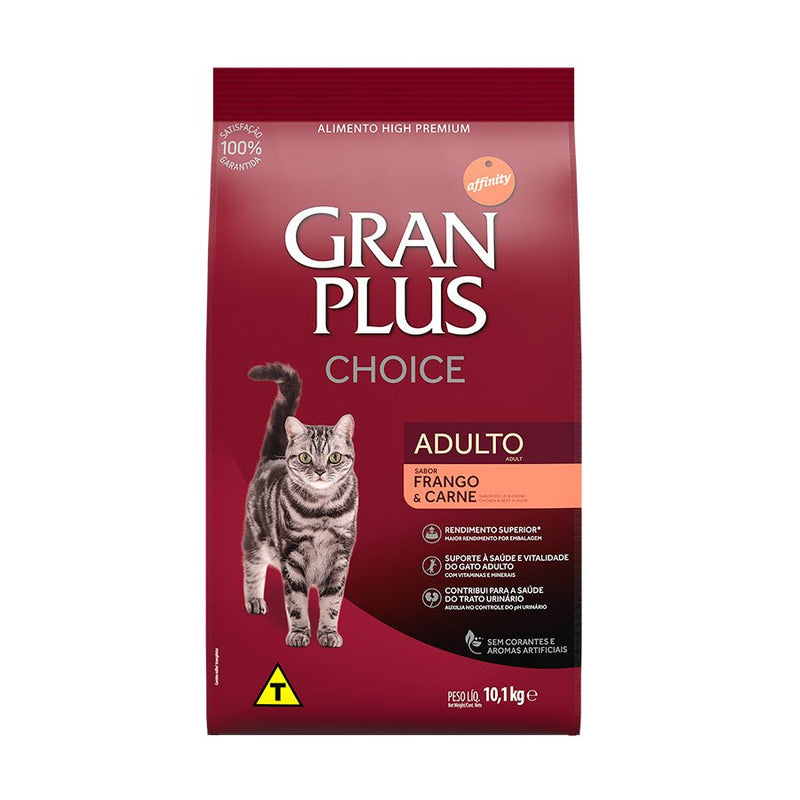 RAÇÃO GRANPLUS CHOICE PARA GATOS ADULTOS - FRANGO E CARNE 10 KG