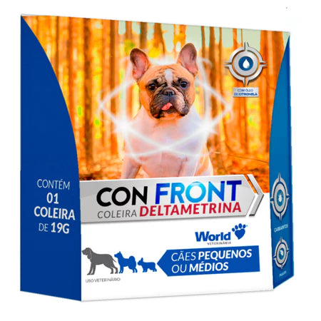 COLEIRA CON FRONT ANTIPULGAS E CARRAPATOS CÃES PEQUENOS E MEDIOS
