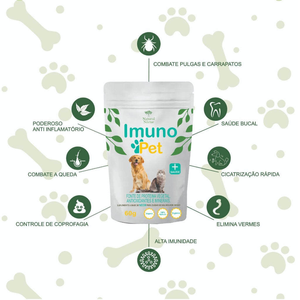 SUPLEMENTO NATURAL ORGÂNICO A BASE DE NEEM IMUNO PET 60 GR